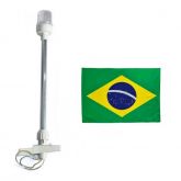 Mastro retrátil Led Alto Brilho com Base Branca e Bandeira do Brasil - Cód. RM201