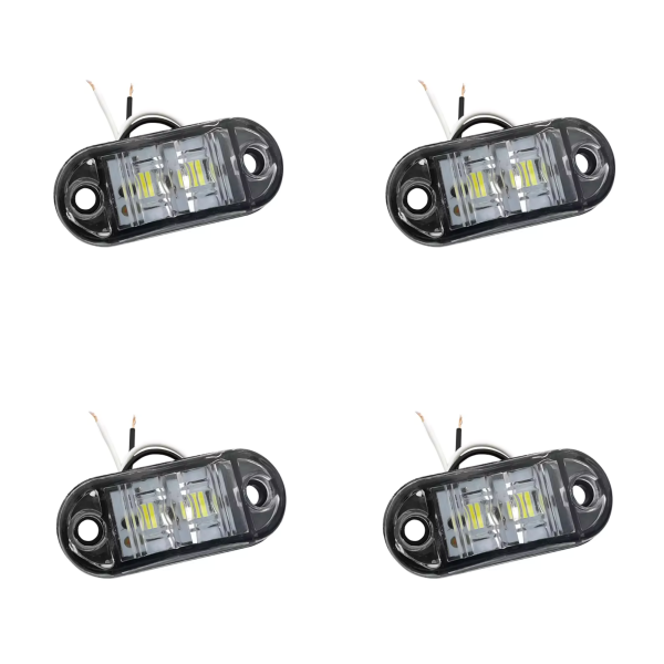 Luz de Cortesia Cristal Branca 2 Ultra Leds 12v e 24v - Kit 4 unidades - Cód. RM306