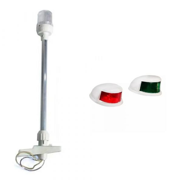 Kit Bombordo e Boreste branco Led + Mastro branco com Led - Cód. RM193