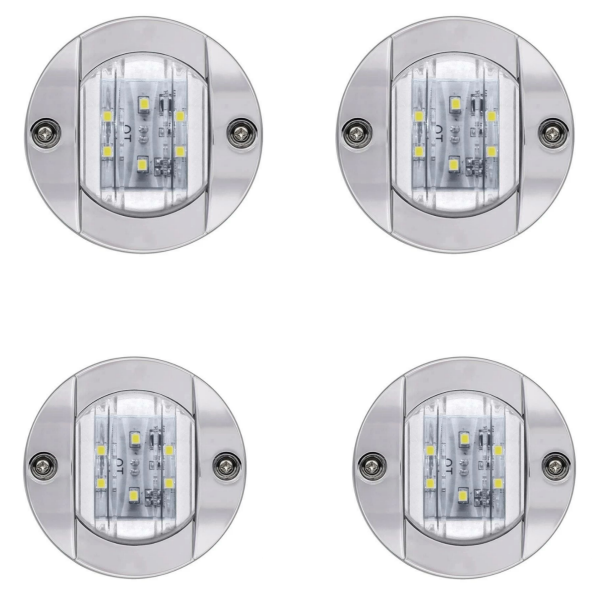 Luz de Cortesia Redonda Branca 6 Leds 12V - Kit 04 unidades - Cód. RM308