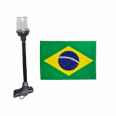 Mastro estrobo retrátil Led Alto Brilho com Base Preta e Bandeira do Brasil - Cód. RM205