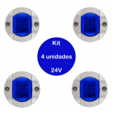 Luz de Cortesia Redonda Azul 6 Leds - Apenas 24V - Kit 04 unidades - Cód. RM319