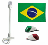 Kit Bombordo e Boreste 5 Leds em ABS Branco + Mastro Branco Led + Bandeira do Brasil - Cód. RM101