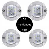 Luz de Cortesia Redonda Branca 6 Leds - Apenas 24V - Kit 04 unidades - Cód. RM305