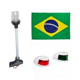 Kit Bombordo e Boreste + Mastro preto com Led + Bandeira do Brasil - Cód. RM271